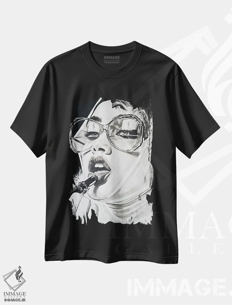 تیشرت مشکی طرح دار لانژ لوکس، هنر تزئینی سیاه و سفید اثر گیل لبلو | immage.ir