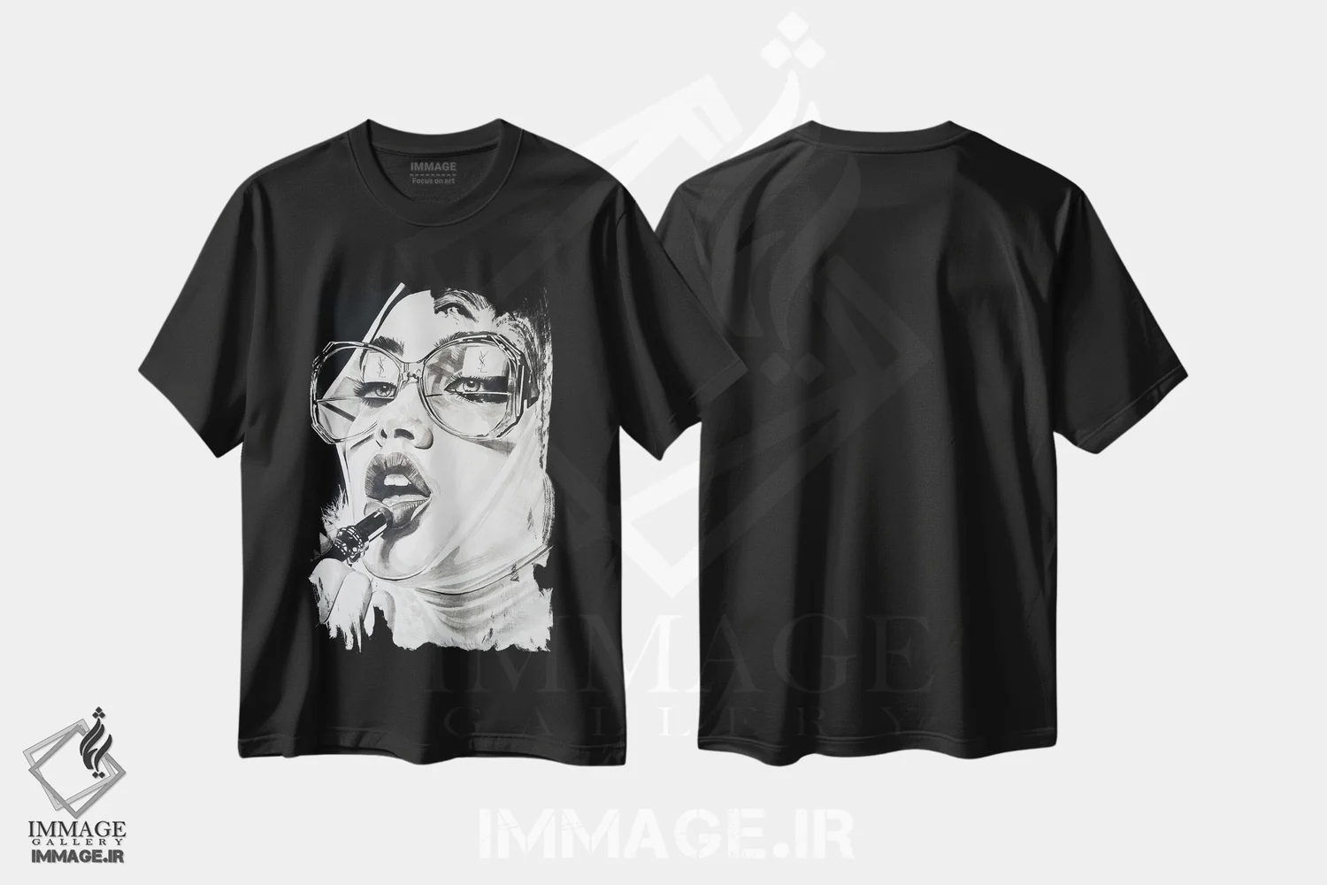 تیشرت مشکی طرح دار لانژ لوکس، هنر تزئینی سیاه و سفید اثر گیل لبلو | immage.ir