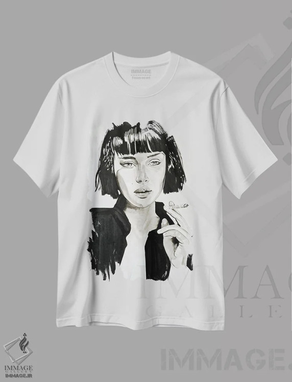 تیشرت سفید طرح دار هماهنگ با میل آرامشت، هنر تزئینی سیاه و سفید اثر گیل لبلو | فروشگاه ایماژ