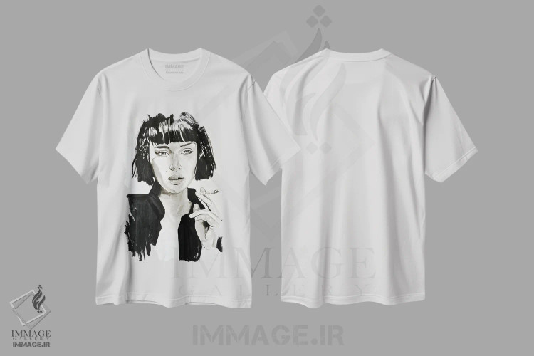 تیشرت سفید طرح دار هماهنگ با میل آرامشت، هنر تزئینی سیاه و سفید اثر گیل لبلو | فروشگاه ایماژ