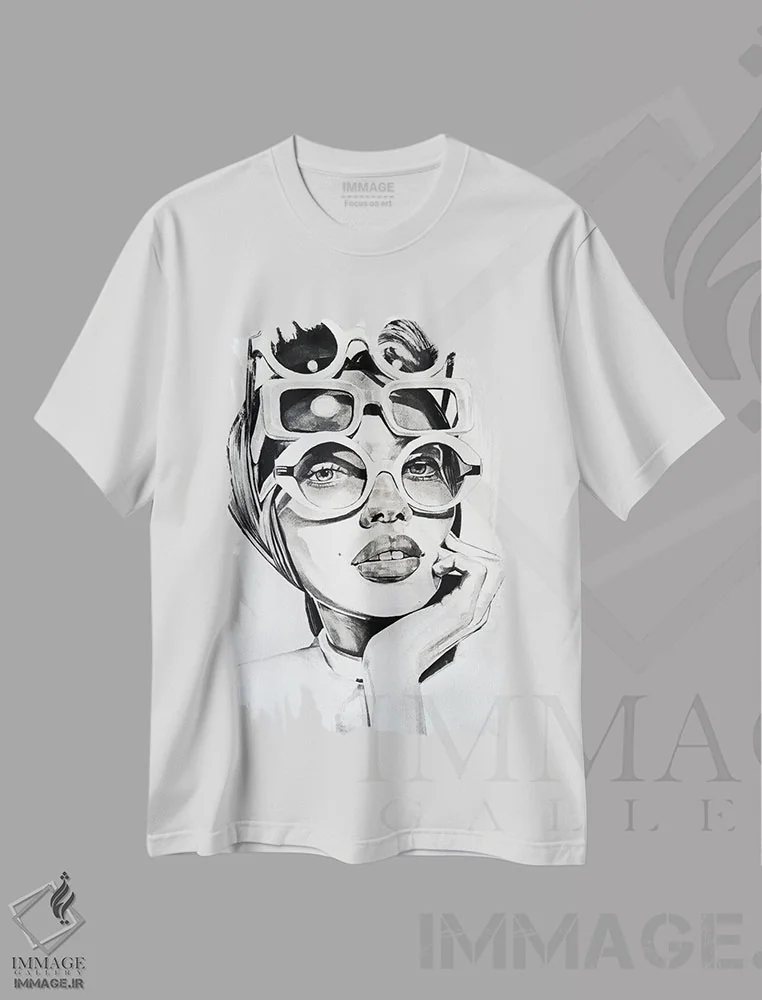 تیشرت سفید طرح دار سپر محافظ در برابر استرس روزانه، هنر تزئینی سیاه و سفید اثر گیل لبلو | immage.ir
