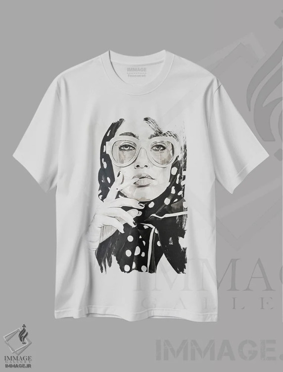 تیشرت سفید طرح دار باران دوباره می آید، هنر تزئینی سیاه و سفید اثر گیل لبلو | فروشگاه ایماژ