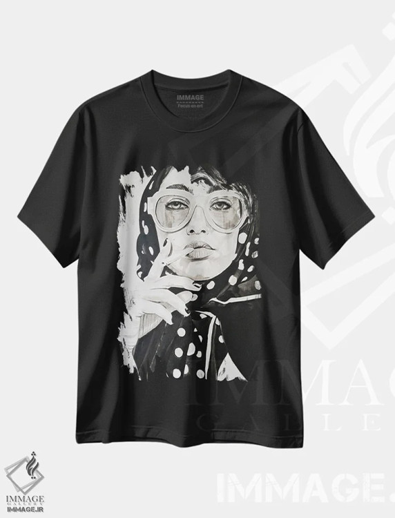 تیشرت مشکی طرح دار باران دوباره می آید، هنر تزئینی سیاه و سفید اثر گیل لبلو | immage.ir