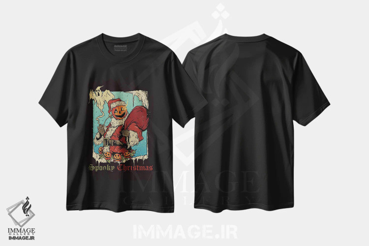 تیشرت مشکی طرح دار کریسمس ترسناک، دکوراسیون جایگزین اثر اندرسون گرین دویل | فروشگاه ایماژ