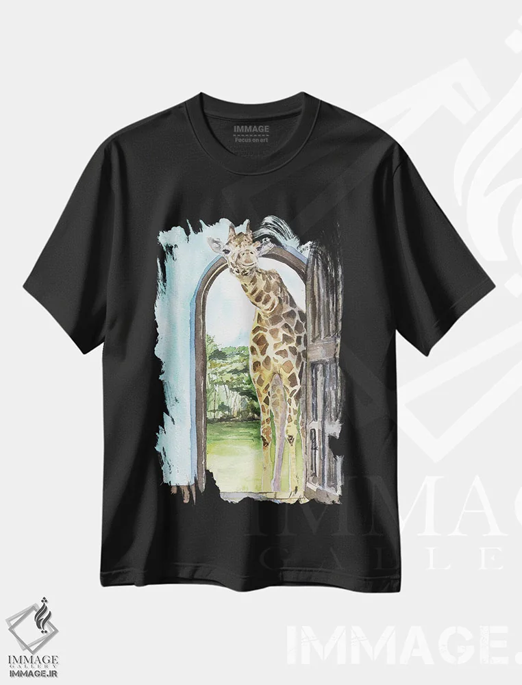 تیشرت مشکی طرح دار تق تق، مدیوم اثر جورج دیاچنکو | فروشگاه ایماژ