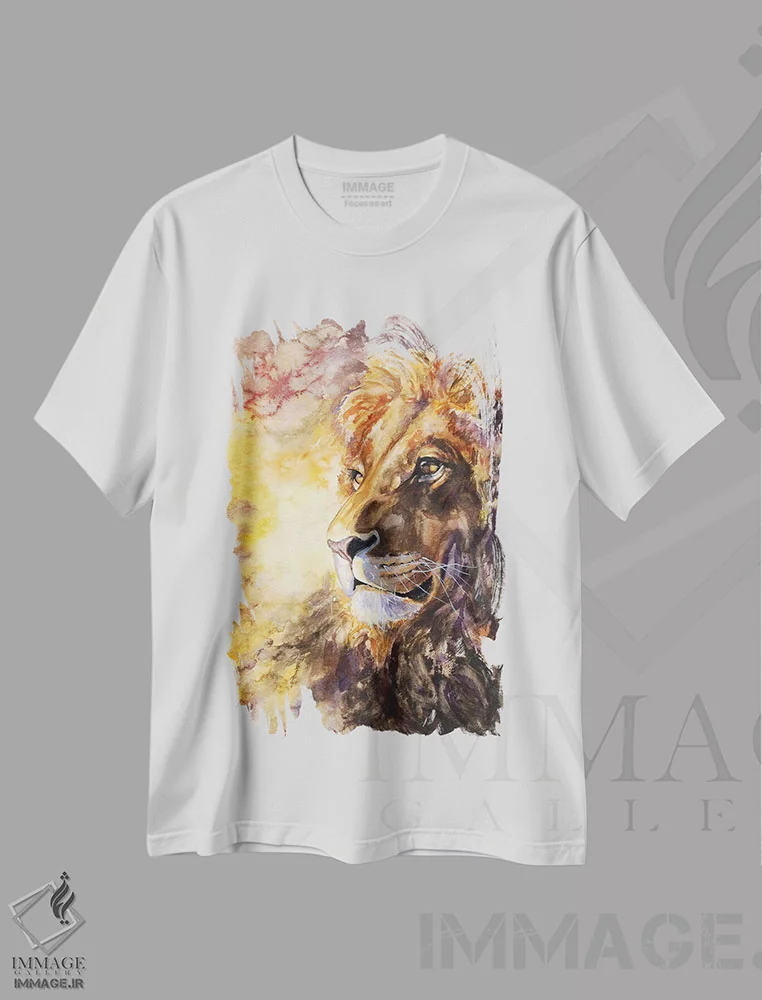 تیشرت سفید طرح دار شیر ۱، مدیوم اثر جورج دیاچنکو | immage.ir
