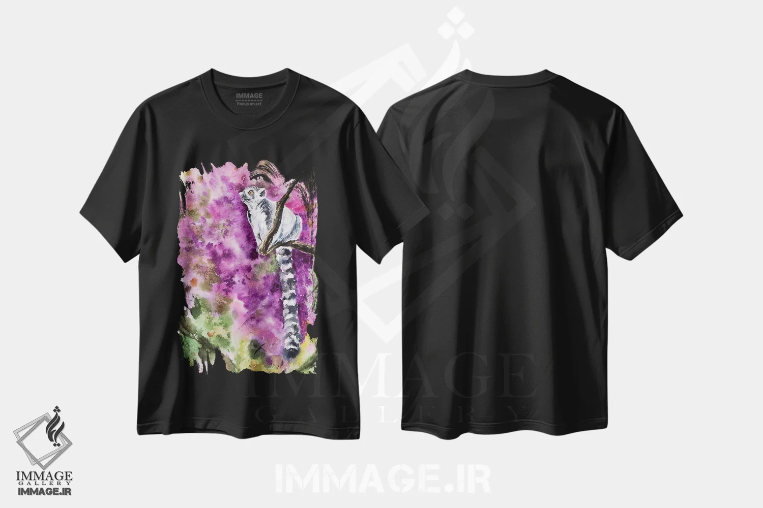 تیشرت مشکی طرح دار لمور، مدیوم اثر جورج دیاچنکو | immage.ir