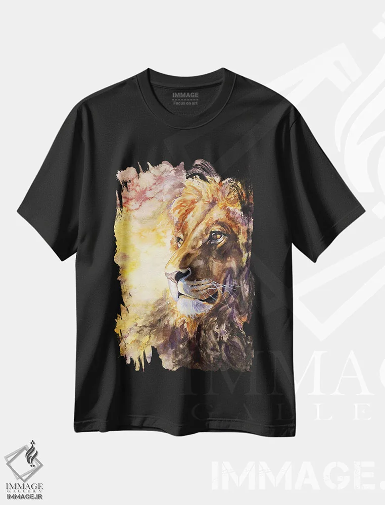 تیشرت مشکی طرح دار شیر ۱، مدیوم اثر جورج دیاچنکو | فروشگاه ایماژ