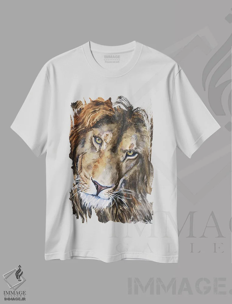 تیشرت سفید طرح دار شیر ۲، مدیوم اثر جورج دیاچنکو | فروشگاه ایماژ