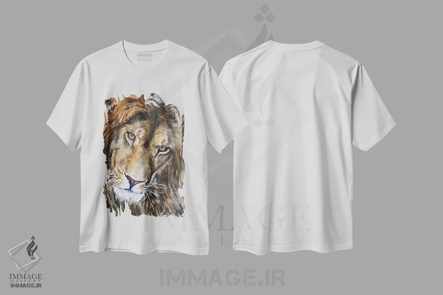 تیشرت سفید طرح دار شیر ۲، مدیوم اثر جورج دیاچنکو | فروشگاه ایماژ