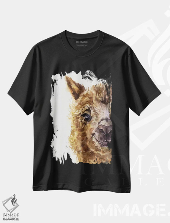 تیشرت مشکی طرح دار لاما، مدیوم اثر جورج دیاچنکو | immage.ir
