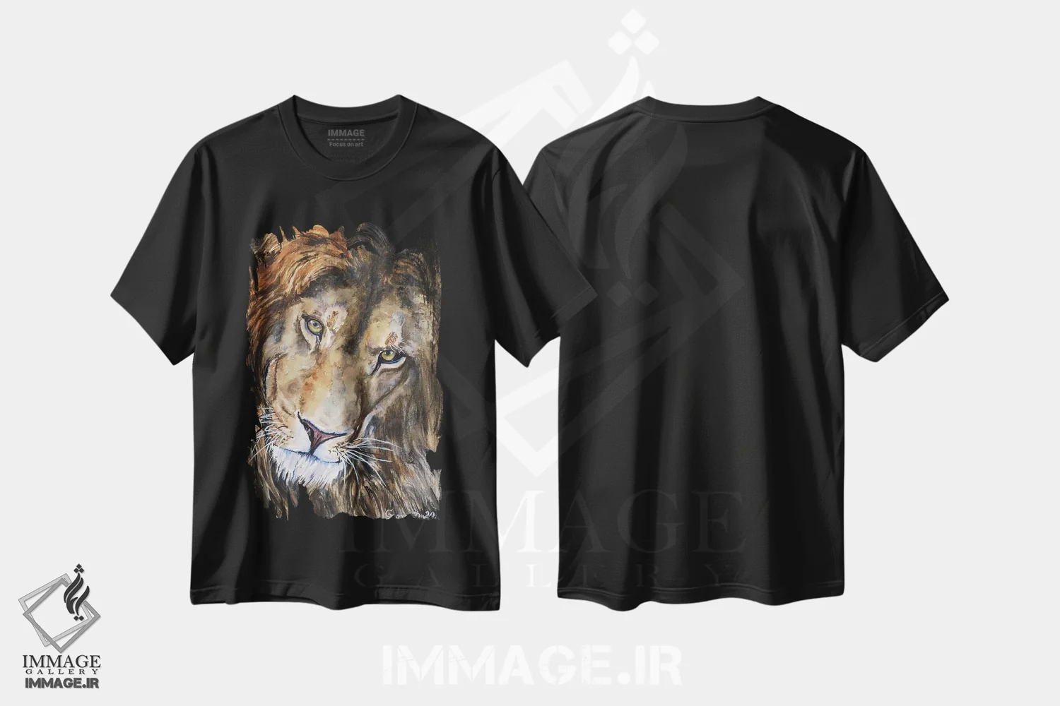 تیشرت مشکی طرح دار شیر ۲، مدیوم اثر جورج دیاچنکو | immage.ir