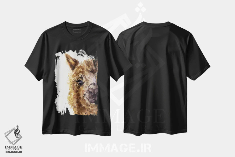 تیشرت مشکی طرح دار لاما، مدیوم اثر جورج دیاچنکو | immage.ir