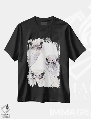 تیشرت مشکی طرح دار شترمرغ ها، مدیوم اثر جورج دیاچنکو | فروشگاه ایماژ