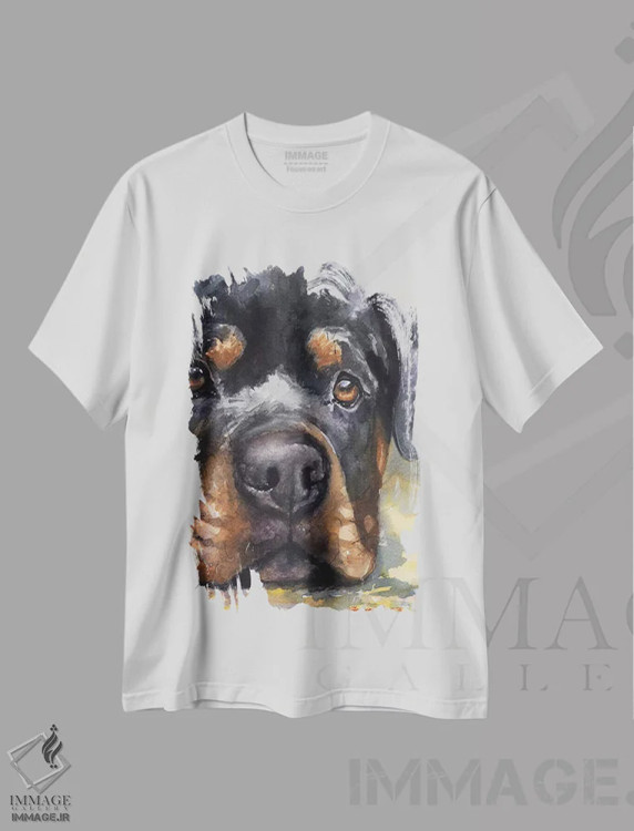 تیشرت سفید طرح دار روتوایلر، مدیوم اثر جورج دیاچنکو | immage.ir