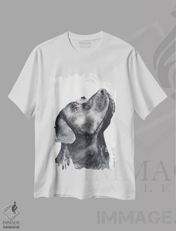 تیشرت سفید طرح دار لابرادور سیاه، مدیوم اثر جورج دیاچنکو | فروشگاه ایماژ