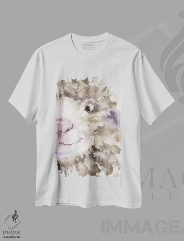 تیشرت سفید طرح دار گوسفند، مدیوم اثر جورج دیاچنکو | فروشگاه ایماژ