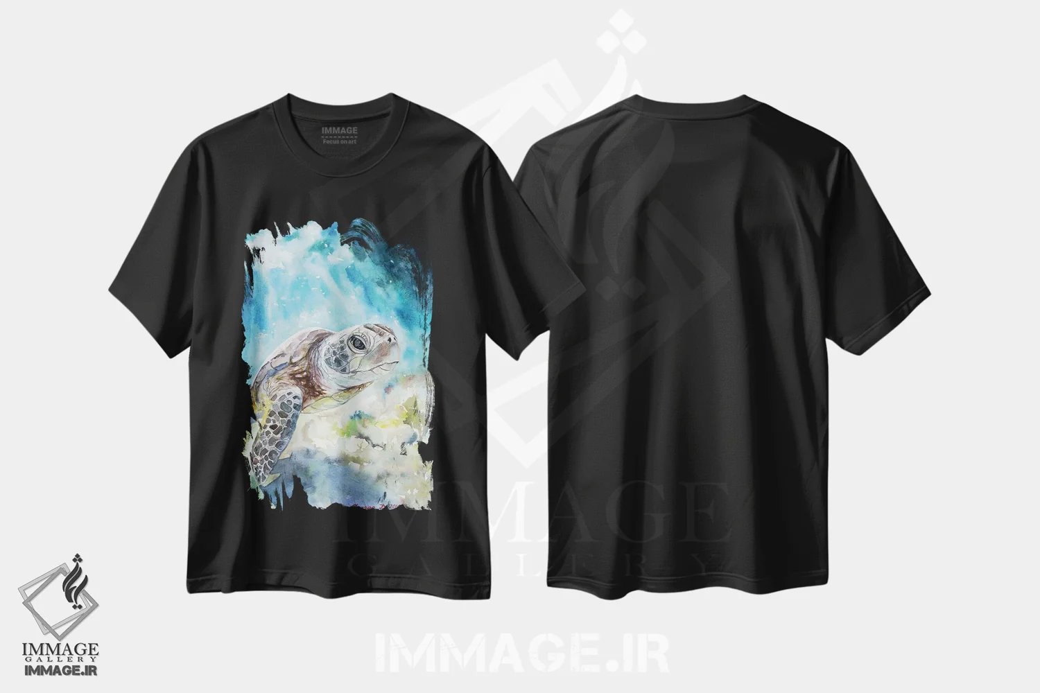 تیشرت مشکی طرح دار لاک پشت دریایی، مدیوم اثر جورج دیاچنکو | فروشگاه ایماژ