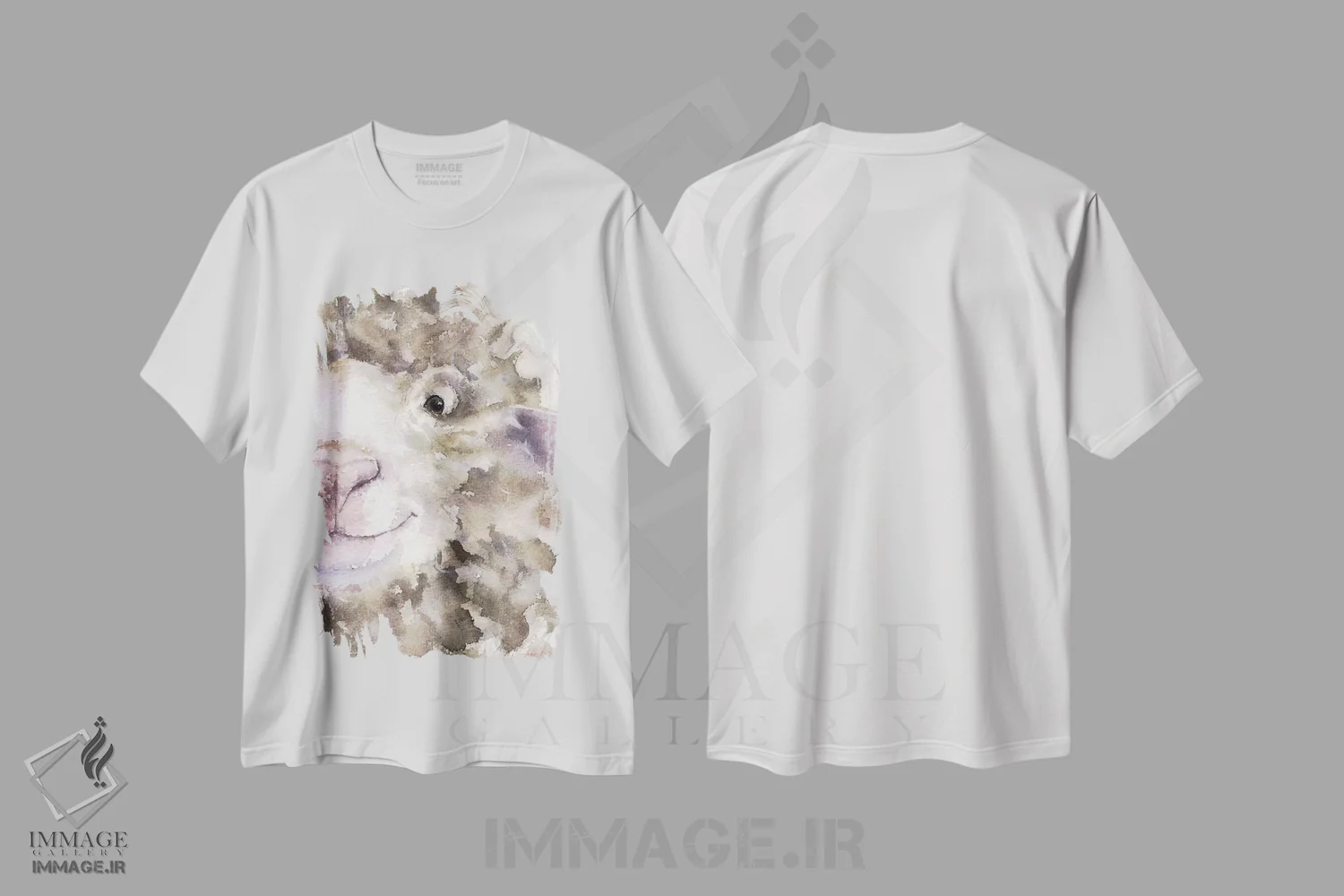 تیشرت سفید طرح دار گوسفند، مدیوم اثر جورج دیاچنکو | فروشگاه ایماژ