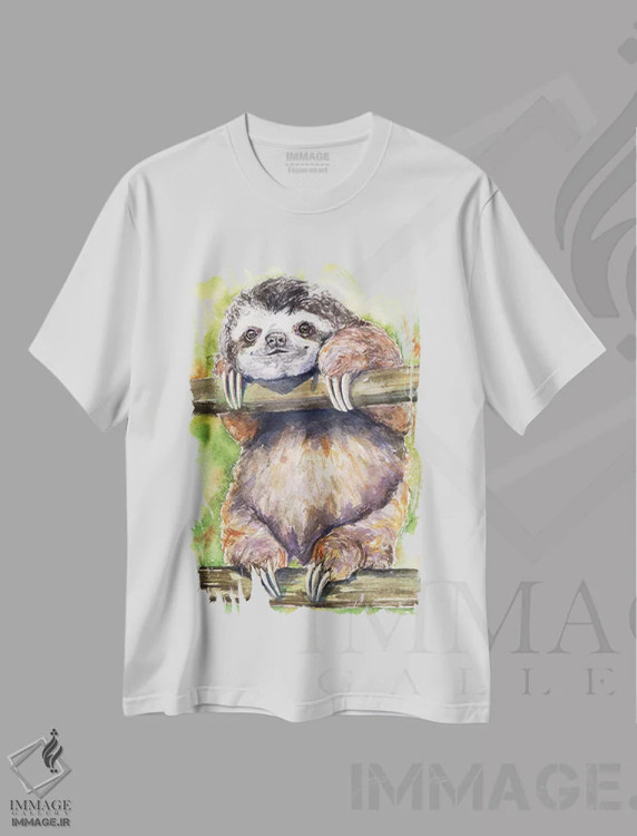 تیشرت سفید طرح دار تنبل، مدیوم اثر جورج دیاچنکو | immage.ir