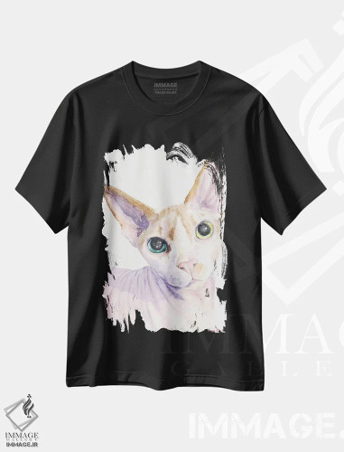 تیشرت مشکی طرح دار گربه اسفنکس، مدیوم اثر جورج دیاچنکو | فروشگاه ایماژ