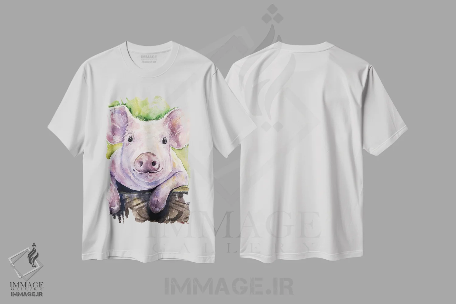 تیشرت سفید طرح دار خوک لبخندزن، مدیوم اثر جورج دیاچنکو | فروشگاه ایماژ