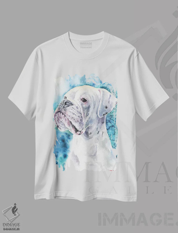 تیشرت سفید طرح دار باکسر سفید، مدیوم اثر جورج دیاچنکو | فروشگاه ایماژ