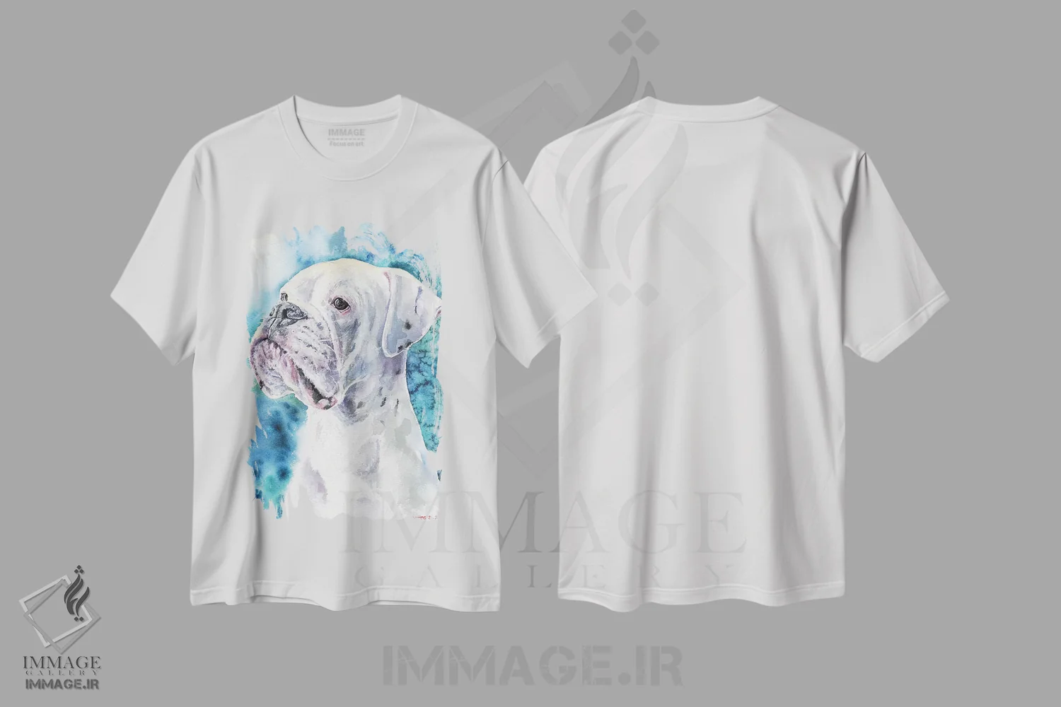 تیشرت سفید طرح دار باکسر سفید، مدیوم اثر جورج دیاچنکو | فروشگاه ایماژ