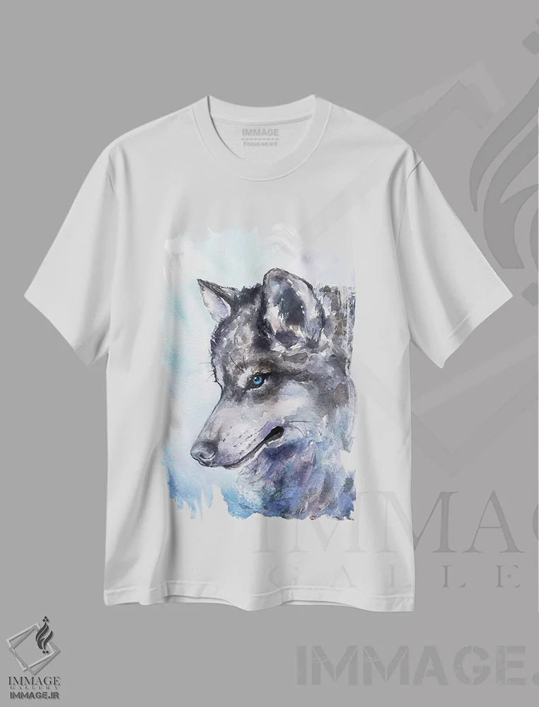 تیشرت سفید طرح دار گرگ، مدیوم اثر جورج دیاچنکو | فروشگاه ایماژ