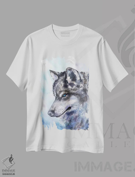 تیشرت سفید طرح دار گرگ، مدیوم اثر جورج دیاچنکو | فروشگاه ایماژ