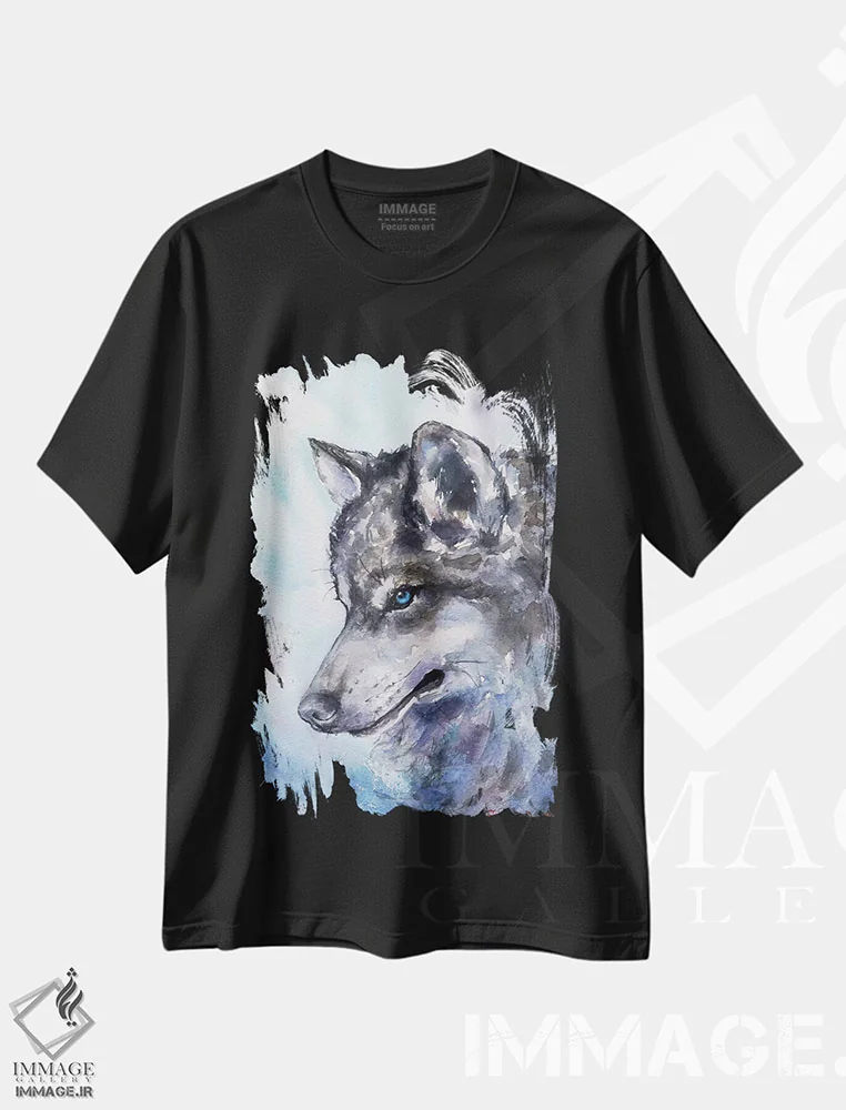 تیشرت مشکی طرح دار گرگ، مدیوم اثر جورج دیاچنکو | immage.ir