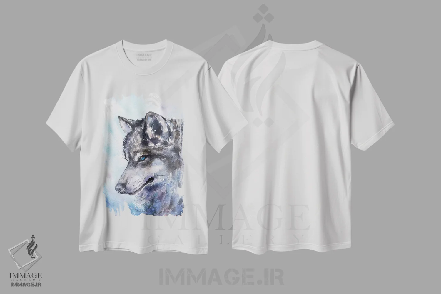 تیشرت سفید طرح دار گرگ، مدیوم اثر جورج دیاچنکو | فروشگاه ایماژ