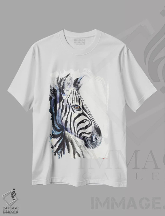 تیشرت سفید طرح دار گورخر، مدیوم اثر جورج دیاچنکو | فروشگاه ایماژ