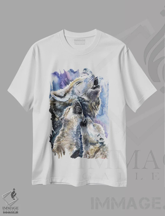تیشرت سفید طرح دار خانوادهٔ گرگ ها، مدیوم اثر جورج دیاچنکو | immage.ir