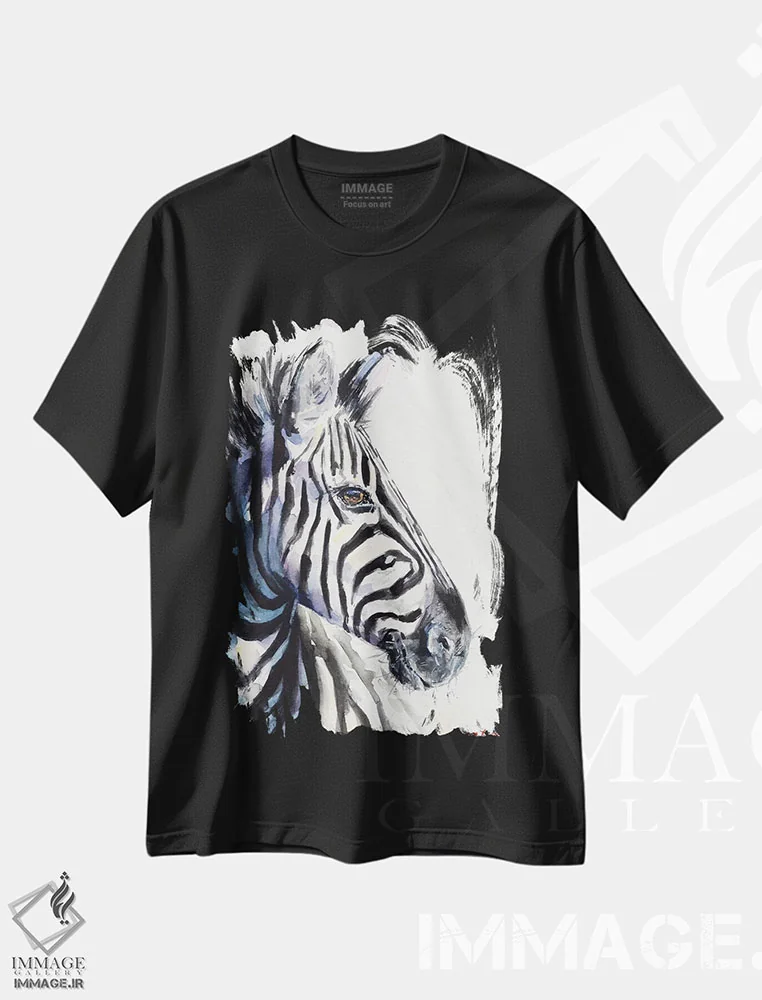 تیشرت مشکی طرح دار گورخر، مدیوم اثر جورج دیاچنکو | immage.ir