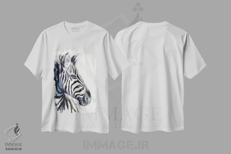 تیشرت سفید طرح دار گورخر، مدیوم اثر جورج دیاچنکو | فروشگاه ایماژ