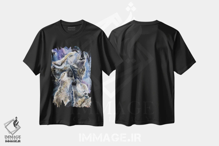 تیشرت مشکی طرح دار خانوادهٔ گرگ ها، مدیوم اثر جورج دیاچنکو | فروشگاه ایماژ