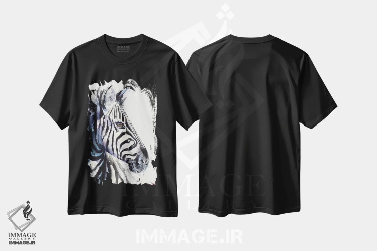 تیشرت مشکی طرح دار گورخر، مدیوم اثر جورج دیاچنکو | immage.ir