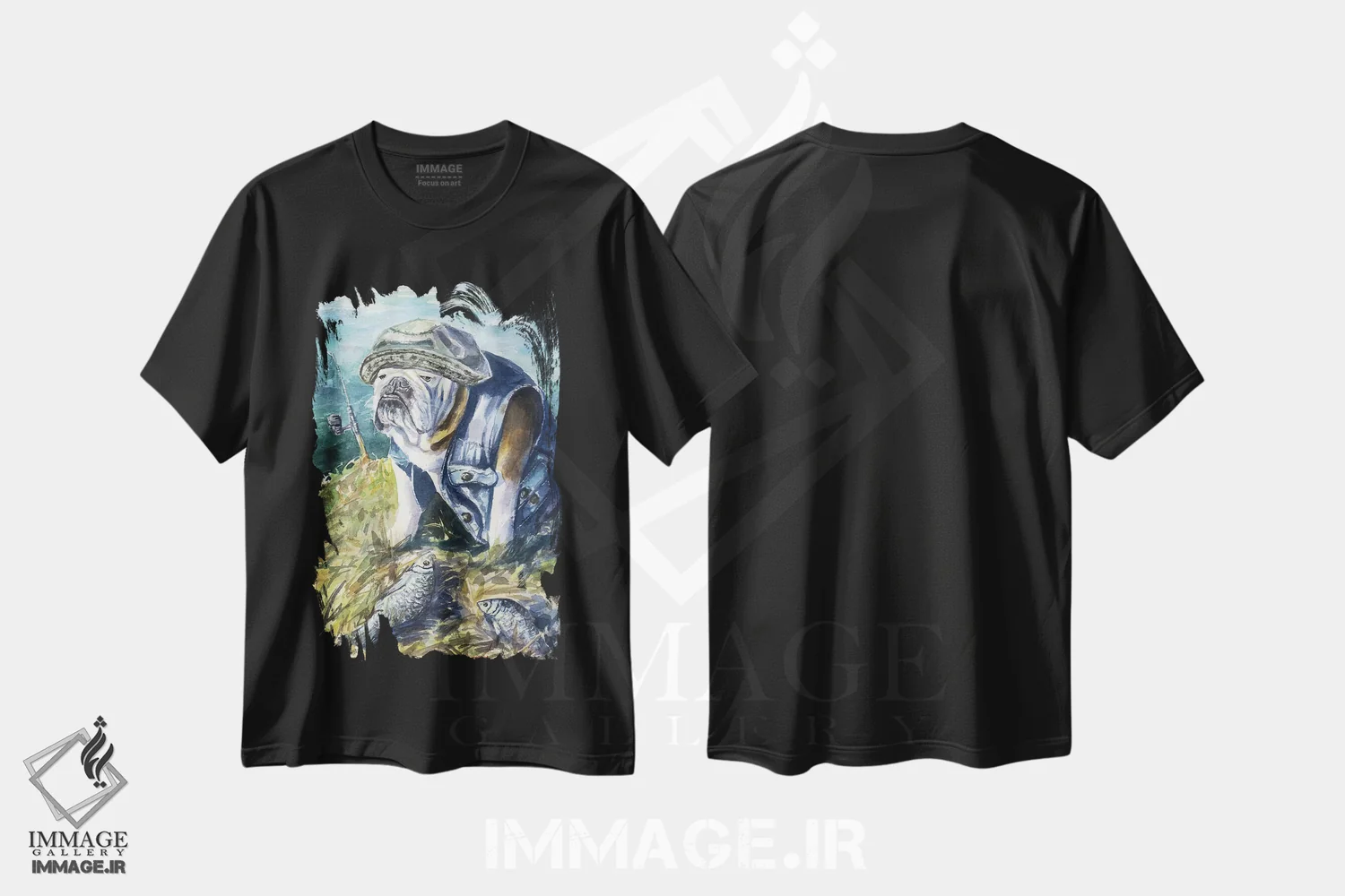 تیشرت مشکی طرح دار ماهیگیری، هنر فاخر معاصر اثر جورج دیاچنکو | immage.ir