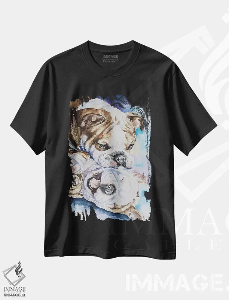 تیشرت مشکی طرح دار خوشبختی، هنر فاخر معاصر اثر جورج دیاچنکو | فروشگاه ایماژ