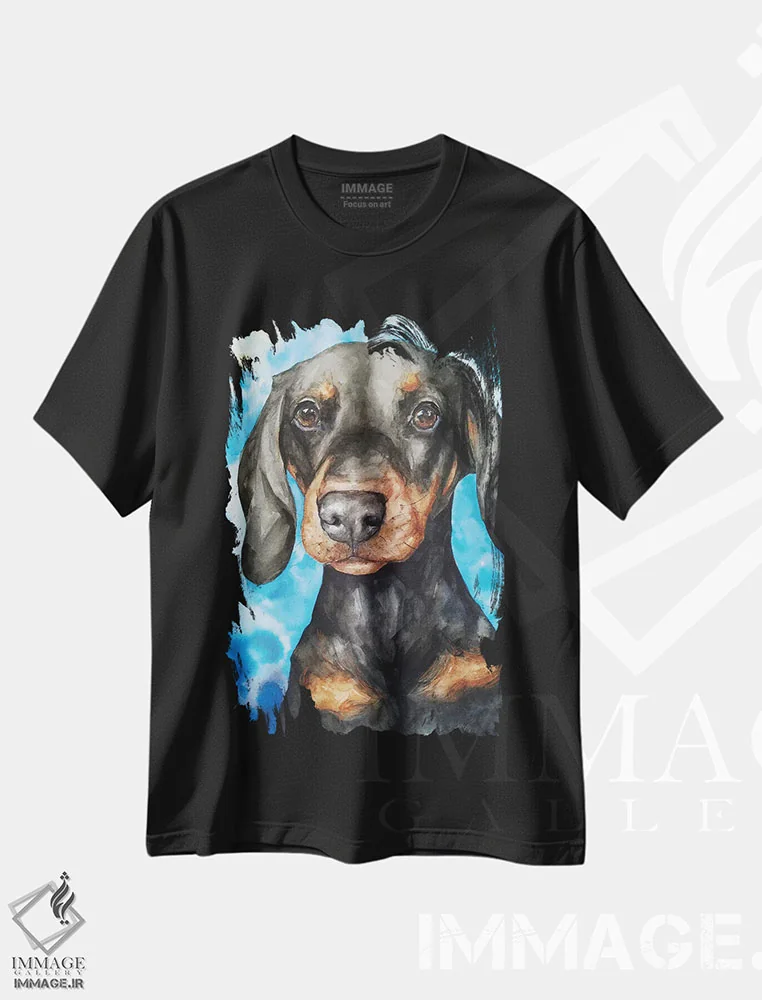 تیشرت مشکی طرح دار داشهاند بامزه، تزئینی اثر جورج دیاچنکو | فروشگاه ایماژ