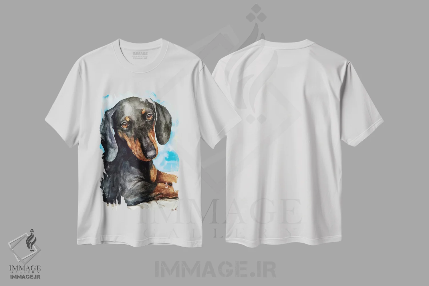 تیشرت سفید طرح دار داشهاند، تزئینی اثر جورج دیاچنکو | فروشگاه ایماژ