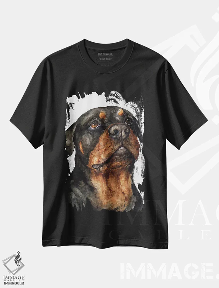 تیشرت مشکی طرح دار روتوایلر، تزئینی اثر جورج دیاچنکو | فروشگاه ایماژ