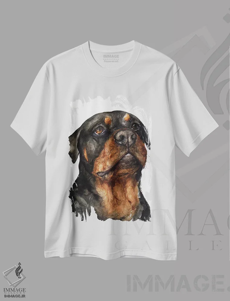 تیشرت سفید طرح دار روتوایلر، تزئینی اثر جورج دیاچنکو | immage.ir