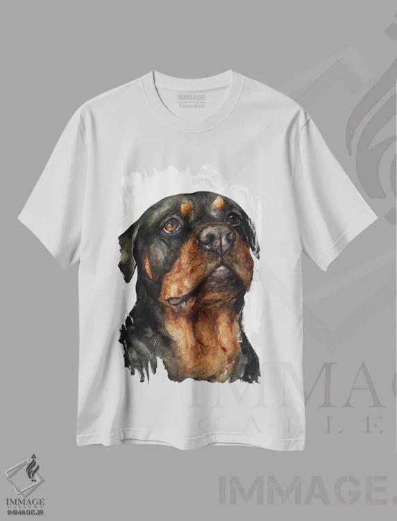 تیشرت سفید طرح دار روتوایلر، تزئینی اثر جورج دیاچنکو | immage.ir