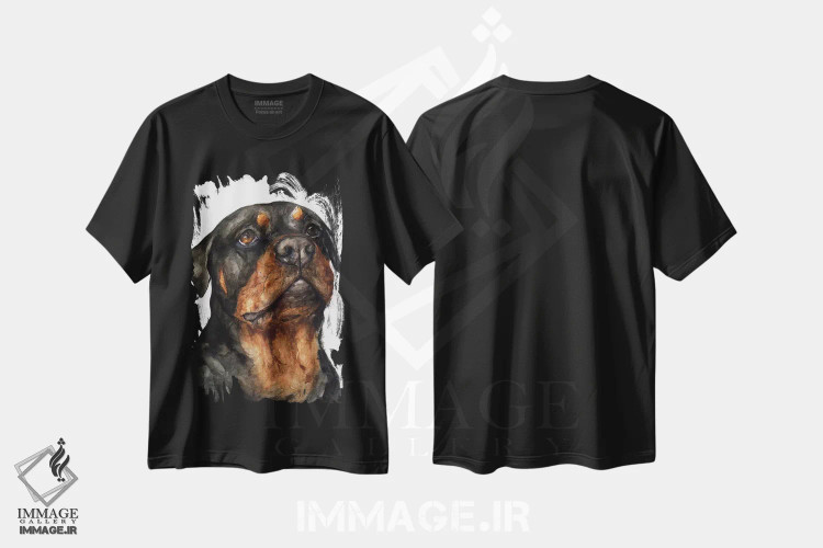 تیشرت مشکی طرح دار روتوایلر، تزئینی اثر جورج دیاچنکو | فروشگاه ایماژ