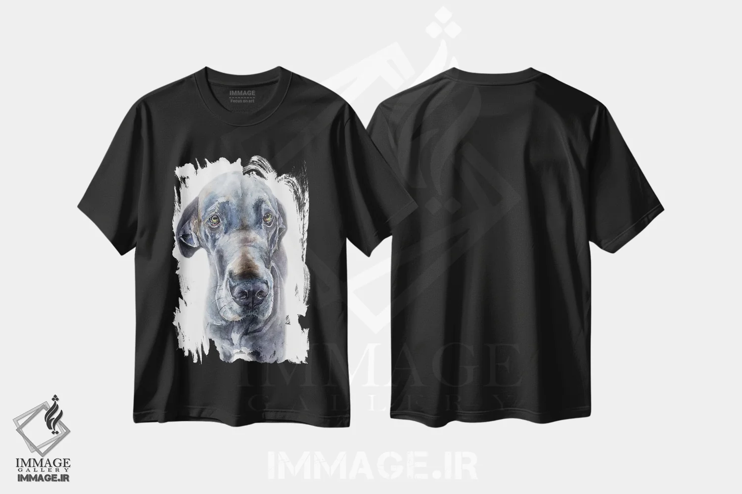 تیشرت مشکی طرح دار دختر گریت دین آبی، تزئینی اثر جورج دیاچنکو | فروشگاه ایماژ