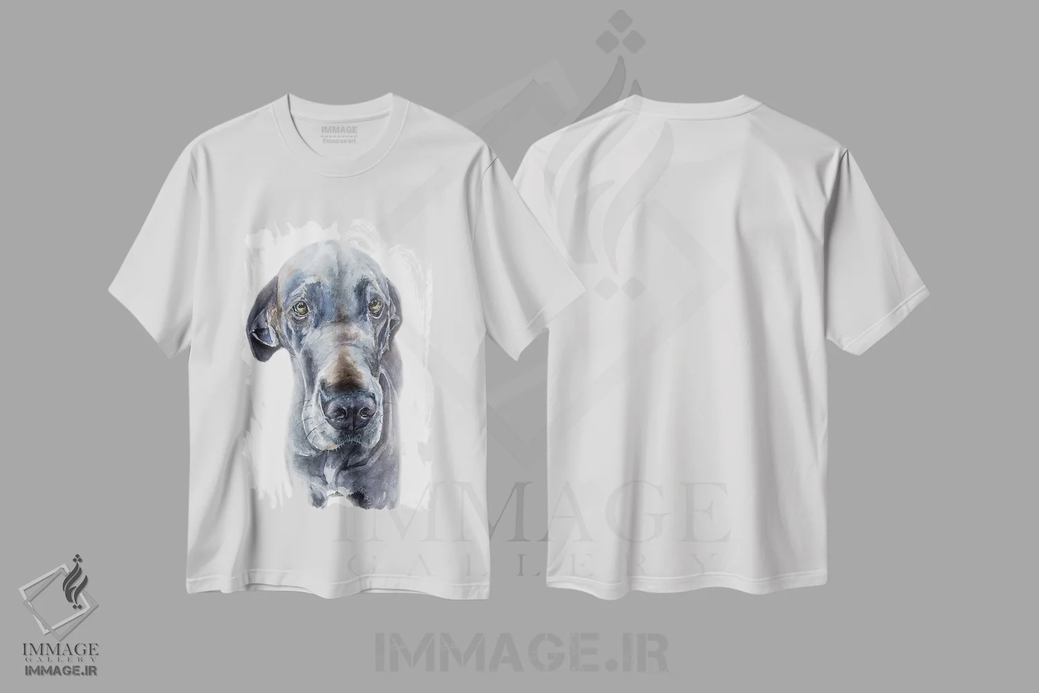 تیشرت سفید طرح دار دختر گریت دین آبی، تزئینی اثر جورج دیاچنکو | immage.ir