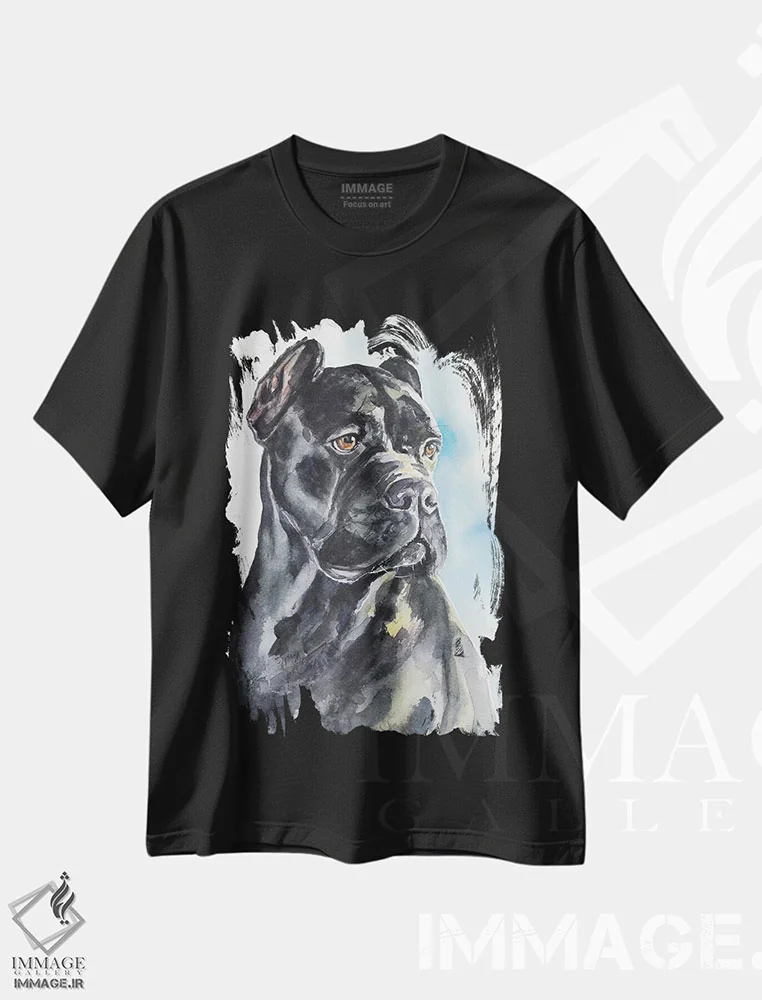 تیشرت مشکی طرح دار کانه کورسو، تزئینی اثر جورج دیاچنکو | فروشگاه ایماژ