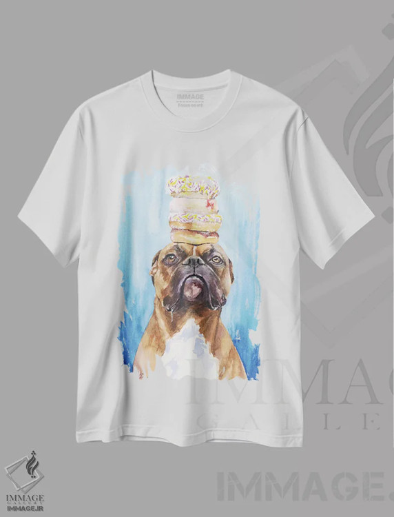تیشرت سفید طرح دار باکسر و دونات ها، مدیوم اثر جورج دیاچنکو | immage.ir